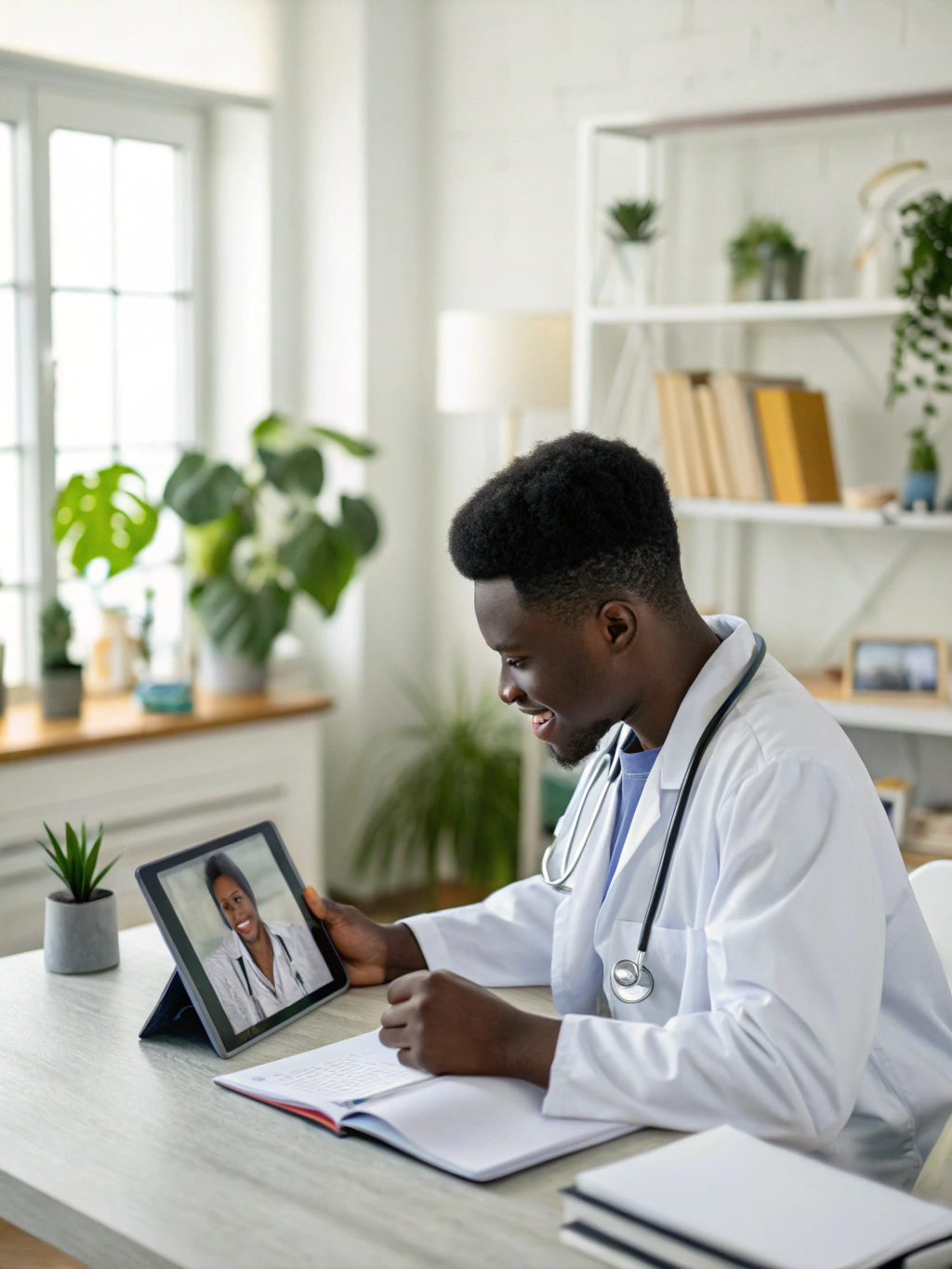 African American healthcare professional providing professional health consultation in a home setting