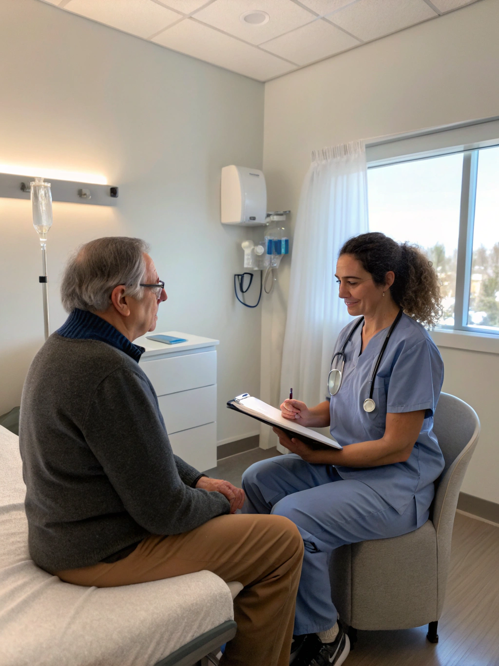 African American healthcare professional conducting a compassionate health assessment in a home setting